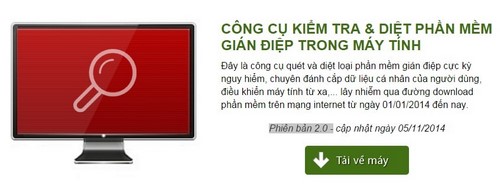 cong cu tieu diet phan mem gian diep tan cong vccorp anti virus tool, phan mem gian diep vccorp, phong chong gian diep vccorp