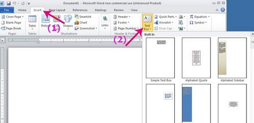 how to insert text in word 2010