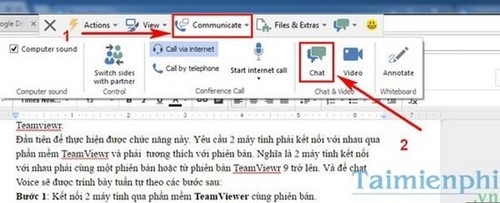 chat trong teamviewer