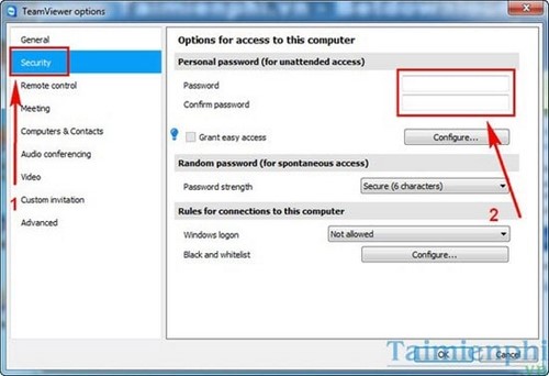 tao mat khau co dinh teamviewer