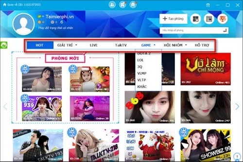 tham gia phong chat vieo tren talktv