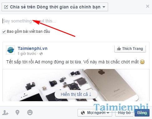 hien thi link hinh anh bai viet facebook 