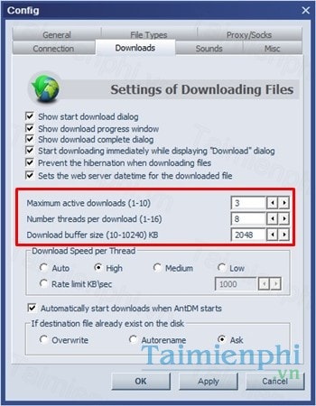 dieu chinh toc do tai tren ant download manager