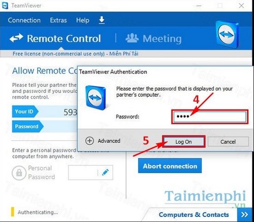 huong dan ket noi may tinh bang teamviewer 9 tren pc