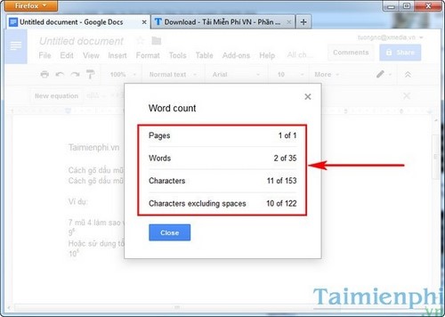 huong dan dem so tu tren google docs