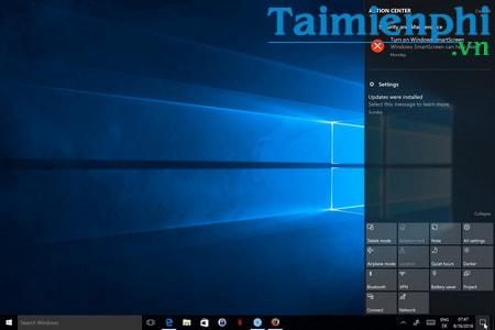 an vo hieu hoa action center tren windows 10