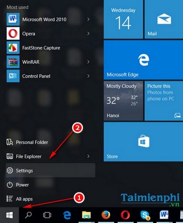 cach vao settings tren windows 10