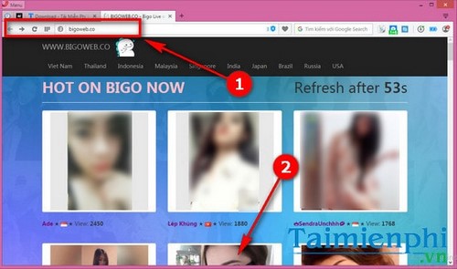 xem live stream bang bigo live tren may tinh
