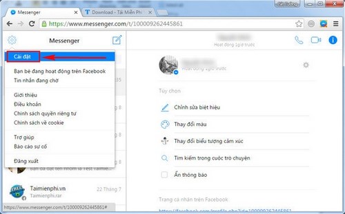 tat am thanh facebook messenger tren laptop