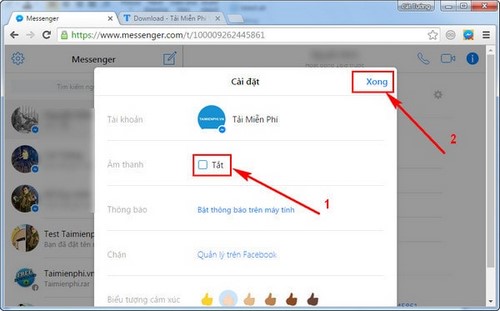 tat tieng facebook messenger tren may tinh