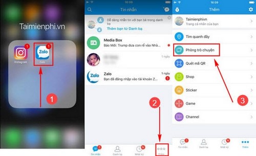 vao phong chat zalo