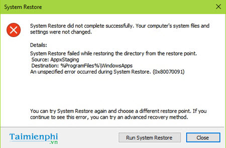 sua loi khoi phuc du lieu khi su dung system restore tren windows 10