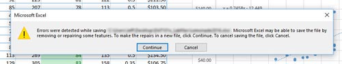 cach sua loi errors were detected while saving file khi luu file excel