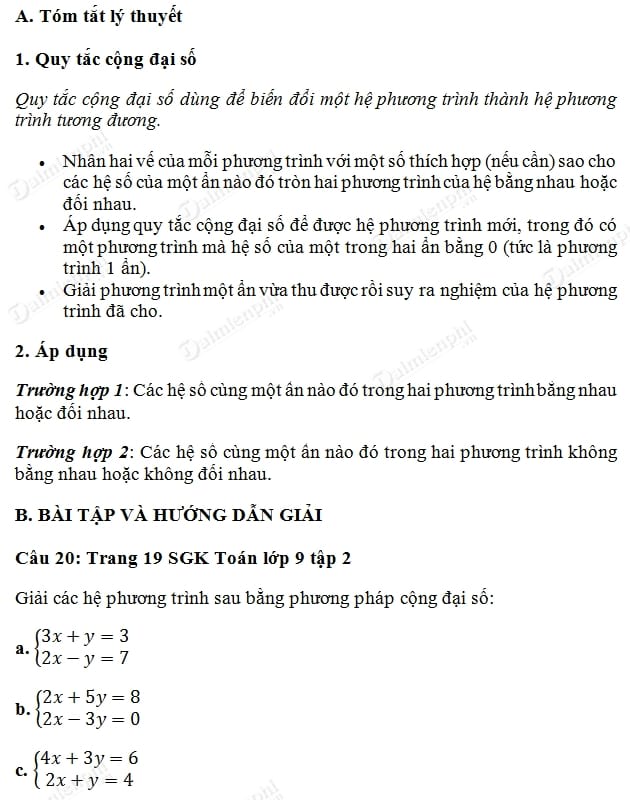 giai hẹ phuong trinh bang phuong phap cong dai so