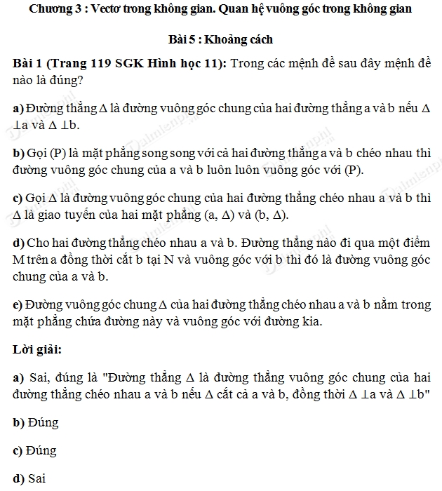giai toan khoang cach