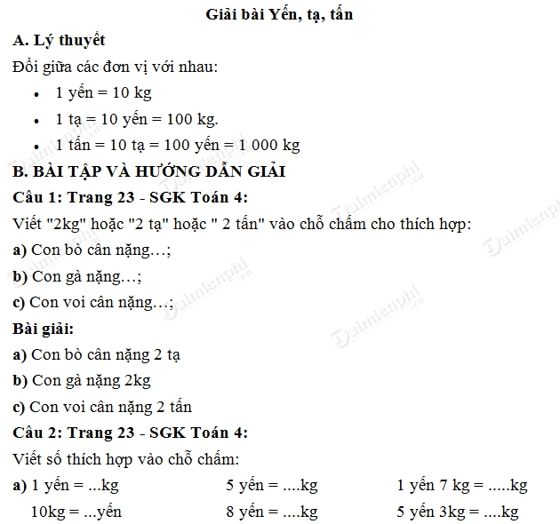 giai bai yen ta tan