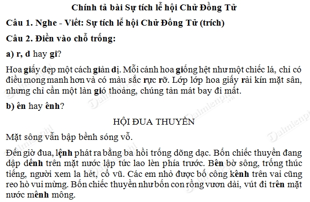 soan bai chinh ta nghe viet su tich le hoi chu dong tu
