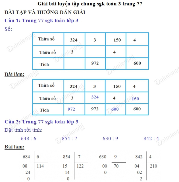 giai toan 3 trang 77 sgk luyen tap chung