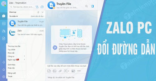 cach thay doi duong dan luu file mac dinh tren zalo pc