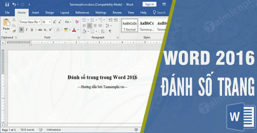 danh so trang trong word 2016