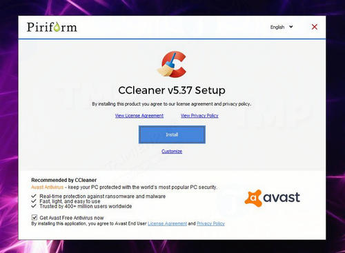 ccleaner bo sung tuy chon cai dat avast free antivirus
