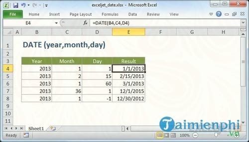 ham date trong excel cach su dung cau truc ham