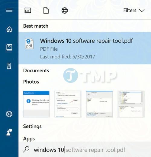 cach an file va thu muc tren windows 10 search