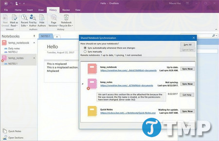 cac loi pho bien trong qua trinh dong bo onenote tren windows 10 va cach sua loi