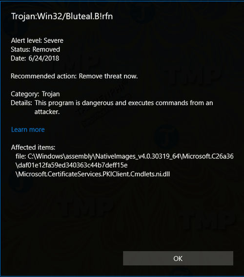 windows defender danh dau file hop le la trojan