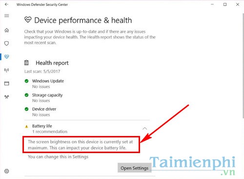 cach sua loi do sang man hinh toi da trong report windows defender