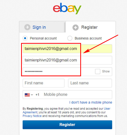 huong dan dang ky tai khoan ebay mua ban hang tren mang