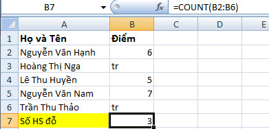 Hàm count trong excel ham count trong excel