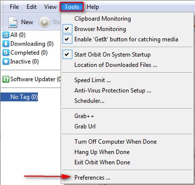 Thay đổi thư mục chứa file download trong Orbit Downloader thay doi thu muc chua file download trong Orbit Downloader