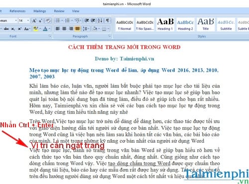 cach them trang moi trong word