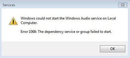 cach sua loi 1068 windows audio service tren windows 7