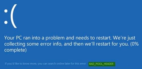 sua loi bad pool header tren windows 10