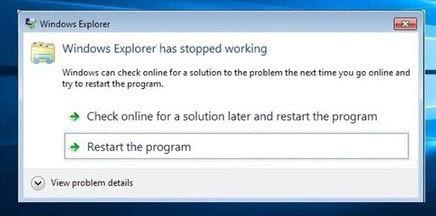 sua loi windows explorer has stopped working