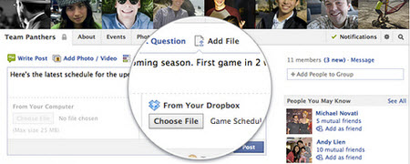 chia se file dropbox trong facebook