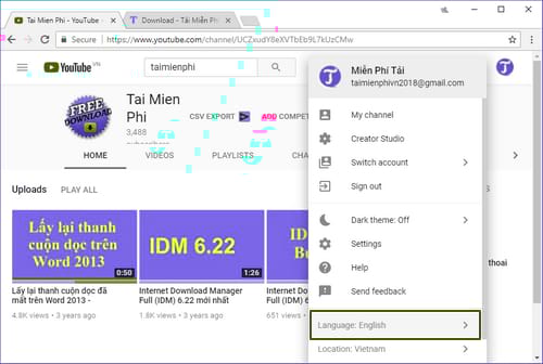 cai dat youtube tieng viet