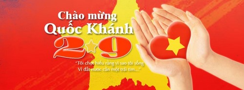 Ảnh Bìa Chào Mừng 2/9: Make your Facebook profile stand out with this vibrant and festive cover photo! Featuring colorful decorations and the words \