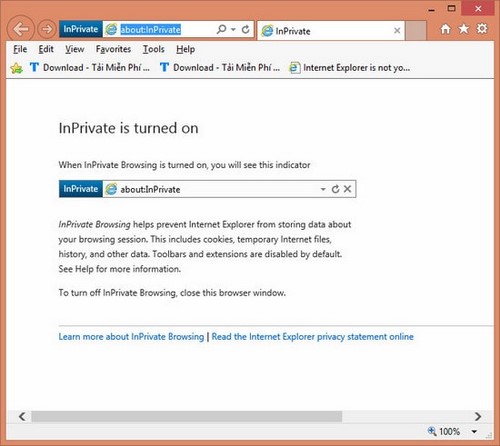 Internet Explorer - Lướt Web ở chế độ ẩn danh