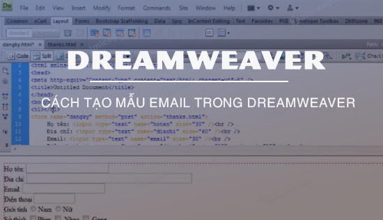 tao mau email trong dreamweaver