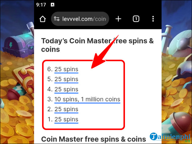 cach nhan link 1000 spin coin master