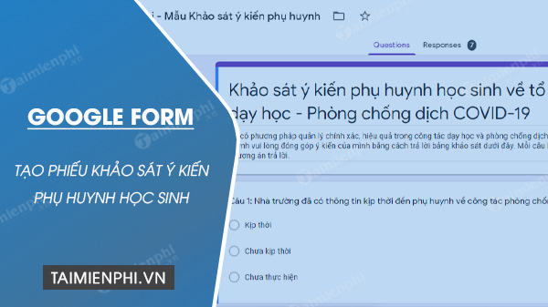 Cách tạo phiếu khảo sát ý kiến phụ huynh học sinh mầm non, tiểu học, t