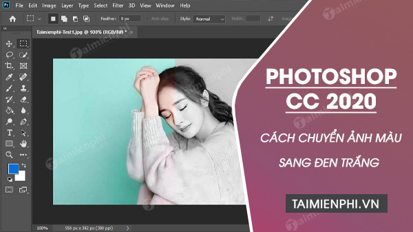 cach chuyen anh mau sang den trang bang photoshop cc 2020