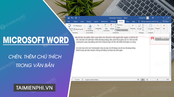 Word - Chèn, thêm chú thích trong văn bản Word