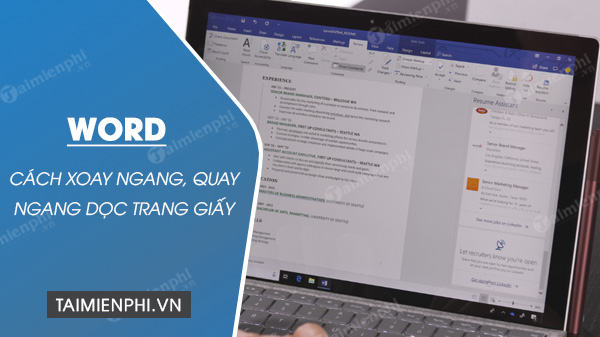 cach xoay ngang mot trang word, quay ngang doc trang giay