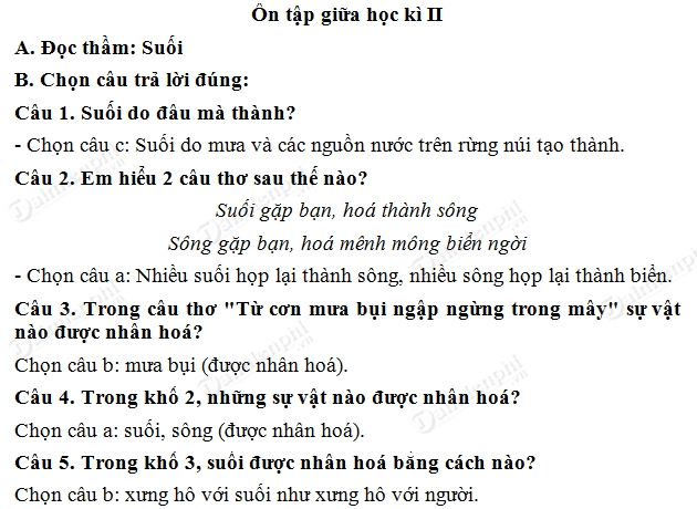 Ôn tập giữa học kì II tiết 8 trang 77 SGK Tiếng Việt 3