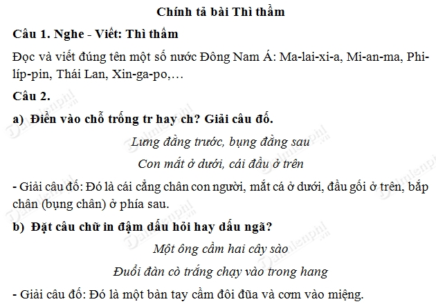 Soạn bài Chính tả: Thì thầm trang 133 SGK Tiếng Việt 3 tập 2, soạn Tiếng Việt lớp 3