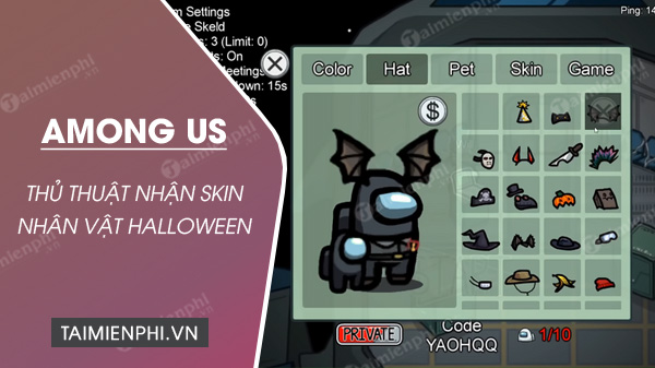 Cách nhận skin nhân vật Halloween trong Among Us